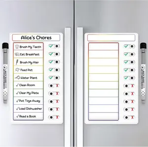 2 Pcs Chore Chart for Kids: Dry Erase My Chores Slider Chart, Magnetic Visual Schedule for Fridge, Kids Daily Checklist - ADHD Tools: to Do List and Routine Chart for Multiple Kids