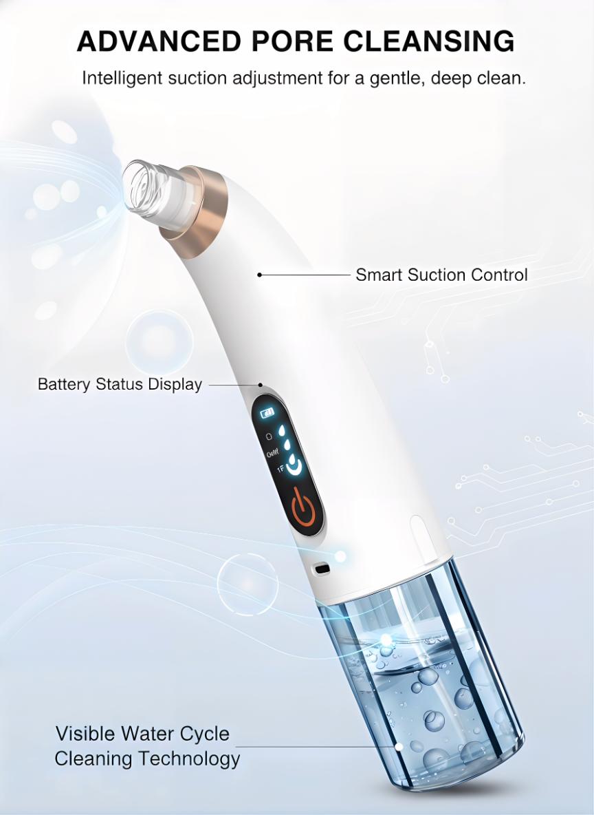 Stop Squeezing Your Pores! Hydra Facial Blackhead Remover Uses Bubble Technology to Pull Out Dirt, Oil & Blackheads in Seconds, Leaves Skin Clean, Smooth & Hydrated, Portable Cordless Rechargeable Beauty Tool