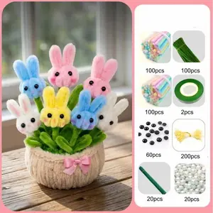 602 Pieces Macaron Color Rabbit Twisty Stick Kit, DIY Craft Project, Holiday Decoration, Gift for Mother's Day, Graduation Present