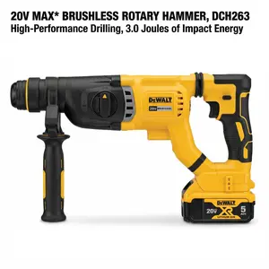 Dewalt DCH263 Cordless Rotary Hammer Drill – 20V Lithium-Ion, 3.0J Impact, Ideal for 6-20mm Concrete Drilling – Includes Battery & Charger