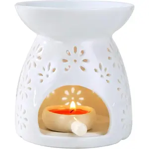 Ceramic  Light Candle Holder, Essential Oil Burner Wax Melt Burner, Incense Aroma Diffuser, Home Decor