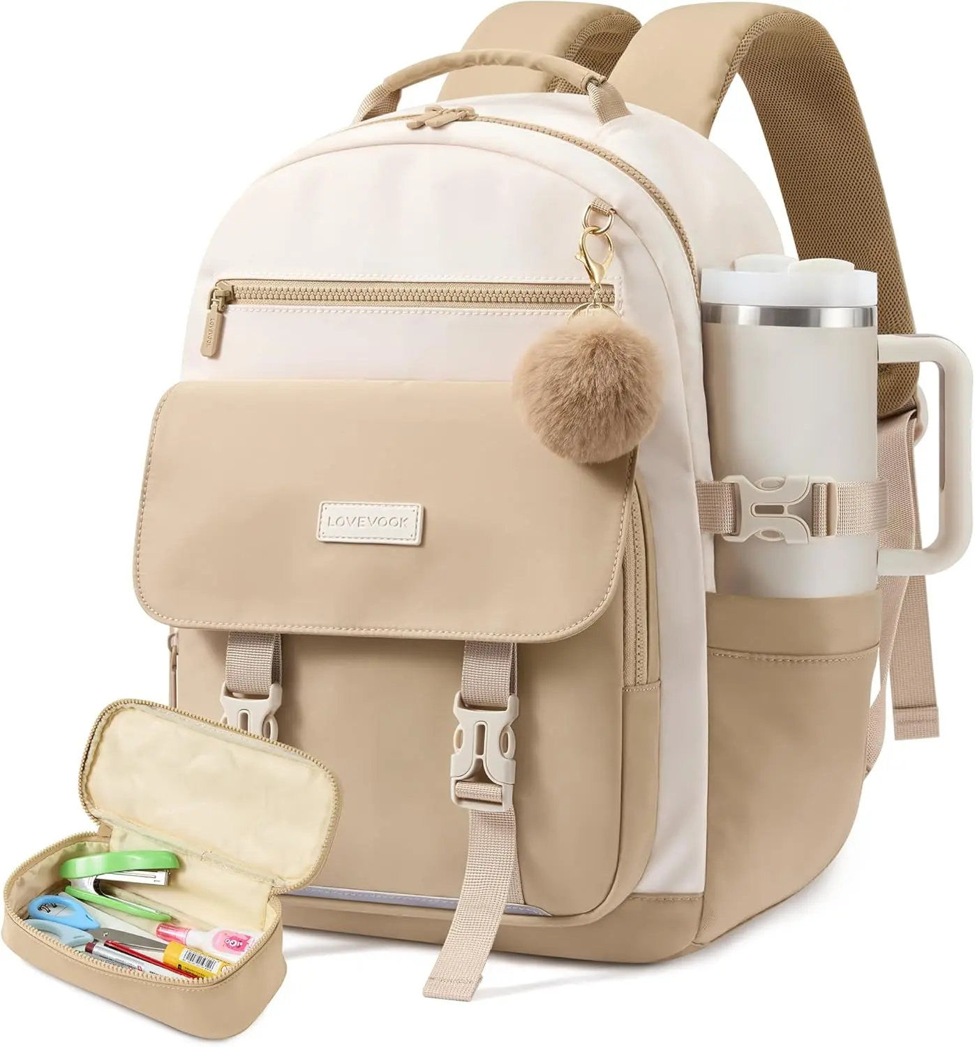 LOVEVOOK School Backpack for Teen Girls, 14-18 Casual Large Capacity Student Laptop Backpack with Pencil Case, 15.6 Inch Bookbag for College, Middle & High School, Gift for Girls