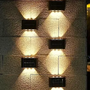 New Design Solar Wall Light 1/4PCS | 6LED Outdoor Landscape Lights Auto On at Dusk | Up & Down Glow Ambience Lamp for Garden Deck Fence