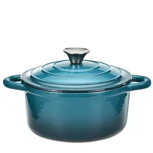 Hamilton Beach Enameled Cast Iron Dutch Oven Navy (3-Quart) | Cream Enamel Coating Dutch Oven Pot with Lid | Cast Iron Dutch Oven with Even Heat Distribution | Easy Grip to Handles & Multipurpose