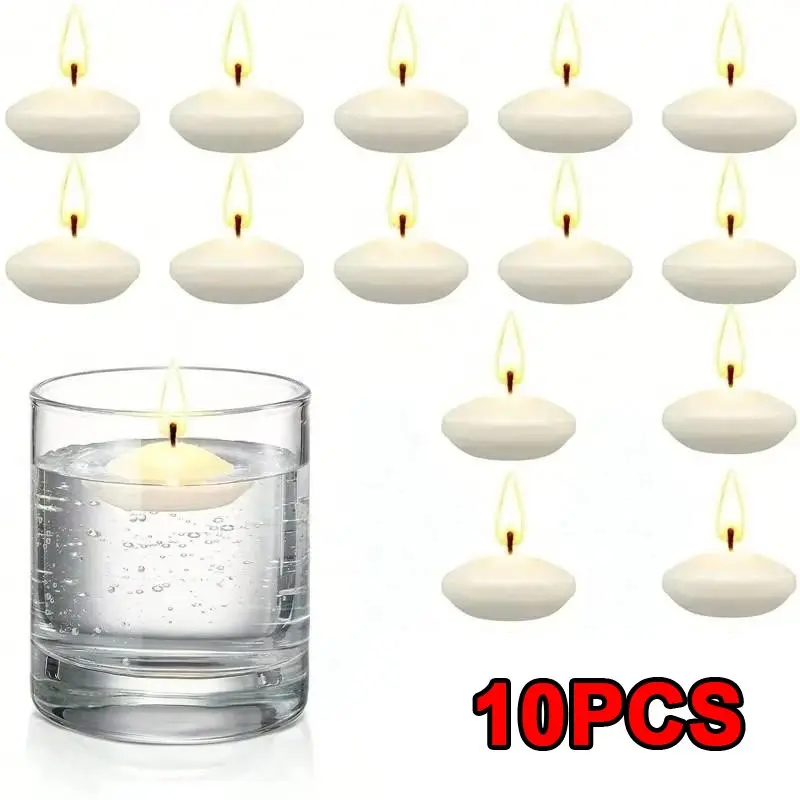 10 Round Floating Candles for Festive Parties Weddings Home Bath Decor, Romantic Candle Set for Celebrations and Special Occasions