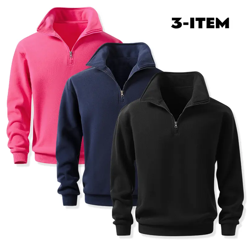 Men’s soft, warm fleece-lined half-zip sweatshirt | Stand collar, relaxed regular fit | Popular autumn/winter layering trend piece | Suitable for everyday commuting and outdoor walks | Simple sporty casual style   casual cozy sweatshirt