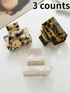 Leopard Pattern Hair Claws Set, Elegant Temperament Back Head Half Tie Hair Clip, Lightweight Hair Accessories for Women & Girls, Flat Claw Clips
