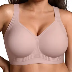 Soft support wireless comfortable gathering bra for large-chested women, seamless plus-size jelly bra, seamless push-up bra for women