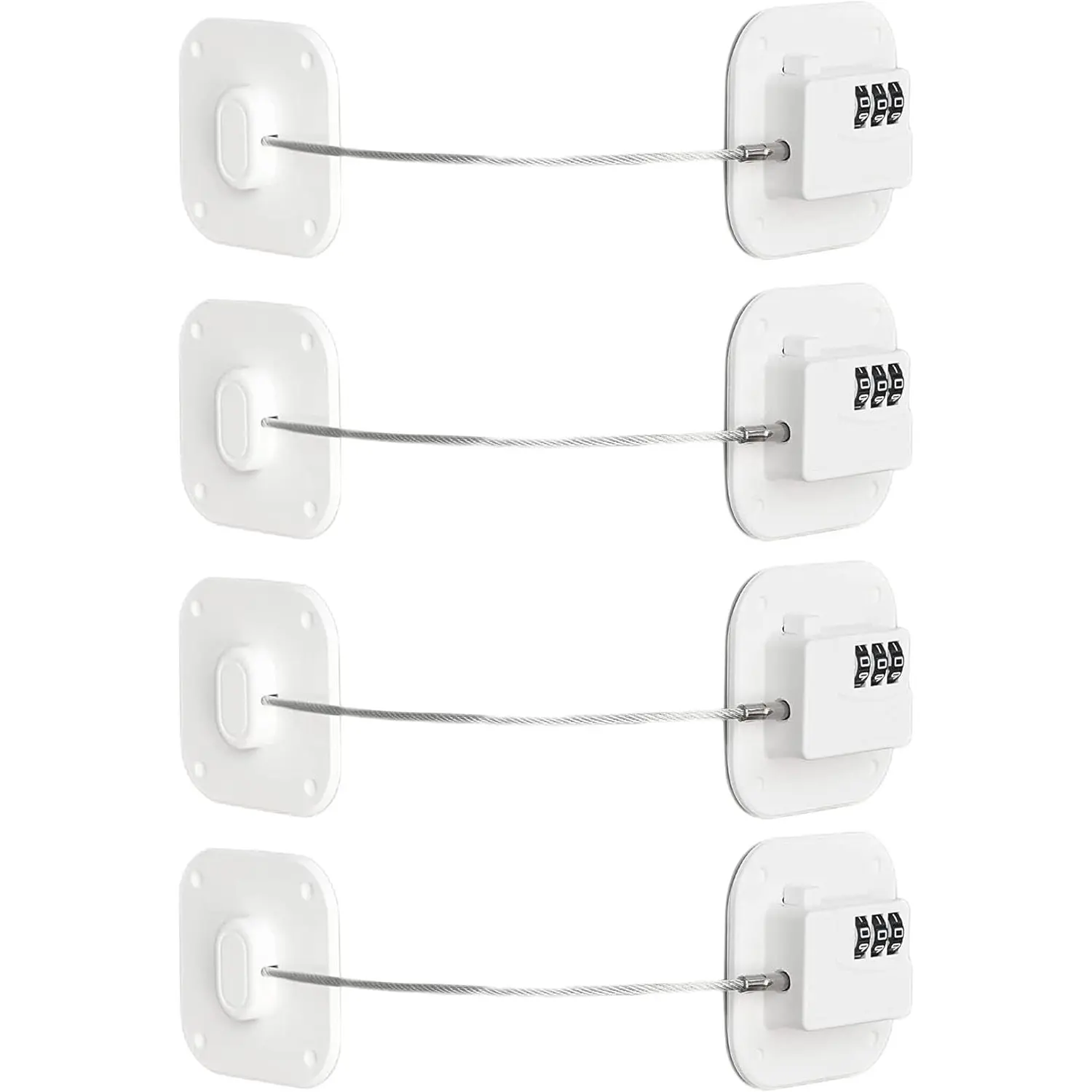 A Set of 4 Pcs Cabinet Locks with Combination,Drawer Lock Set,Refrigerator Safety Locks for Cabinets,Strong Non-Marking Adhesive,No Drilling Safety Cabinet Lock,Tools & Hardware