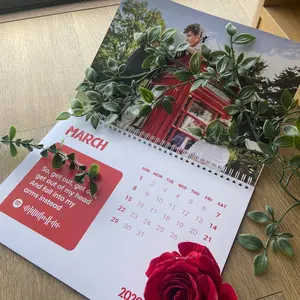 One Wall Calendar & Desk Calendar 10" x 5" - Gift For Music Lover - 2026 Edition - Wall Calendar Size 11" x 8.5" & 14" x 11.5" - Perfect for Fans - Unique Design with Spotify Lyrics