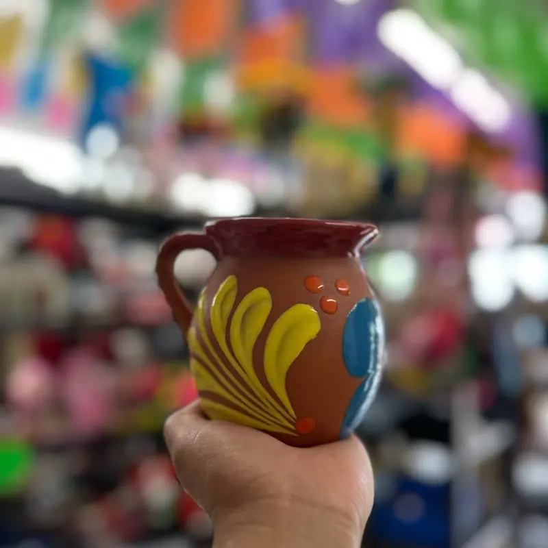 Traditional Mexican caffe mugs taza jarrito de barro