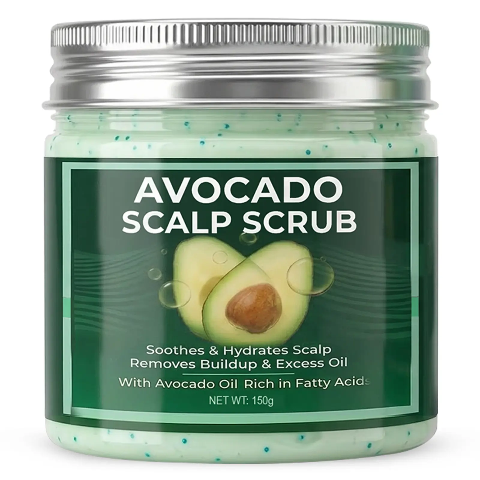 Avocado Oil Infused Scalp Scrub Cleanser (5.29 oz) - Gentle Vegan Hair Product for Adults, Soothing Exfoliator with Pumice-Aloe-Peppermint Blend, Dandruff Treatment to Restore Dry Flaky Skin via Deep Clean Detox Care, Hair Products, Scalp Care, Hair Detox