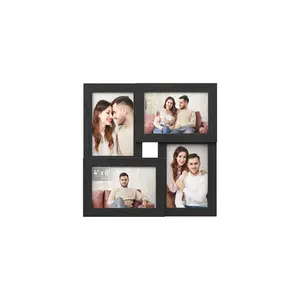SONMICS 4x6 Collage Picture Frames Set of 4 Wooden Framed Wall Decor for 4 Photos Wood Grain Glass Front