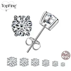 Classic 925 Sterling Silver VVS D Color Round Lab-Created Moissanite Stud Earring Perfect Birthday Mother's Day Gift for Men Women Wedding