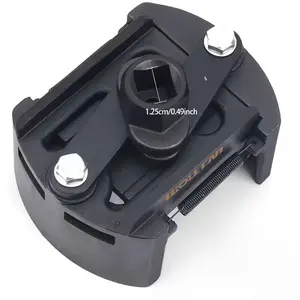 Oil Filter Wrench Adjustable Oil Filter Wrench, German U-Shaped Multi-Function, Two-Jaw Reversible Mechanism, Black Metal with Hex Socket and Adjustment Knob for Engine Maintenance