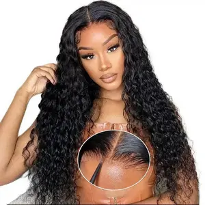 Deep Wave 4x7 Lace Human Hair Glueless Wig - No Shedding, Pre-Plucked, Bleached Knots, Natural Black, Easy Install, Wear It And Shine, YMSGIRL Hair