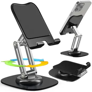Aluminium Cellphone Stand - 360° Rotatable, Folding Compact Phone Holder with Metal Base, Durable Adjustable Universal for Smartphones, Portable Accessories for Landscape Viewing