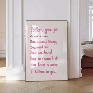1pc Preppy Y2K Dorm Affirmation Poster, Decor Dorm Room Sign Graduation Gift, Positive Quote Wall Art For College Room Decor, Pink Canvas Print, Motivational Wall Decor For Bedroom, Classroom, Dorm Essentials, Dorm Essentials College Room Wall Art Decorat