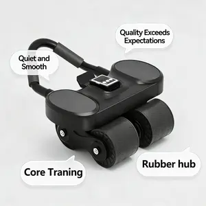 Automatic Rebound Ab Roller Wheel with Timer & Elbow Support | Core Strengthening Trainer with Knee Mat for Home Fitness
