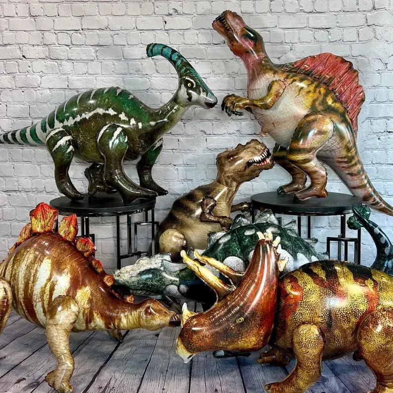 Dinosaur Balloon Set of 6 JUMBO Mylar Gigantic Walking Foil Balloons | Birthday Party Decorations Supplies and Decor | Anaya Treasures AZ