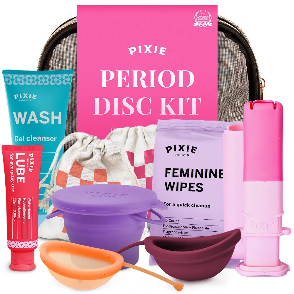 Pixie Menstrual Disc Kit for Feminine Care - Pixie Discs are Designed to Remove Like Tampons - 100% Medical-Grade Silicone - Best Period Disc Starter Kit - Proven to Become A Successful Disc User