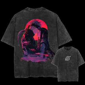 Anime Lovers Naruto & Hinata T-Shirt, For men, Washed Cotton Fabric Menswear Top