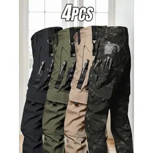 4 Pack Tactical Pants for Men Stretch, Ripstop Work Men, Lightweight Hiking Cargo Pants,, Outdoor Apparel, Gift Summer  Quality