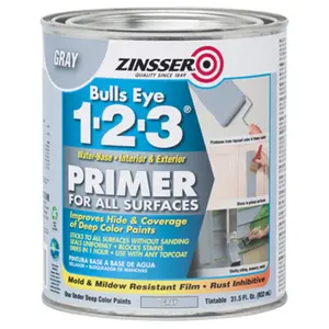 212 MAIN Zinsser 286258 Water-Based All-Purpose Primer - Gray, 1 Qt, Exterior, Interior, Commercial, Fast-Dry, Stain-Blocking, For Glossy Surfaces