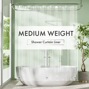 Amazer PEVA Plastic Waterproof 5G Light Shower Curtain Liner - Standard Size Bathroom Accessory with 3 Magnetic Strips, Rustproof Metal Grommets
