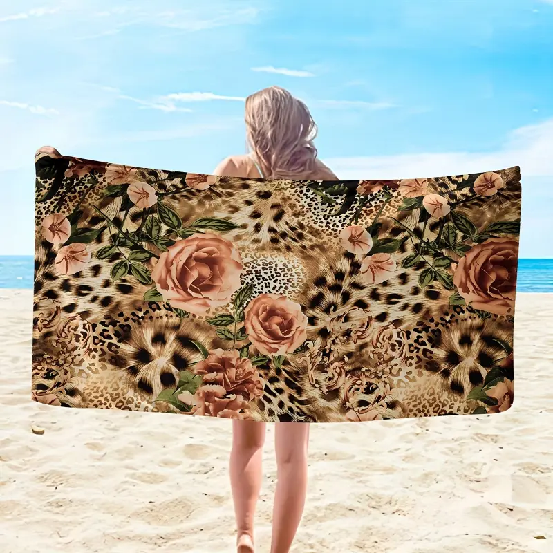 Suede Fiber Beach  With Leopard Print Design High Water Absorption Perfect For Travel Swimming Diving Surfing Yoga And Camping Suitable For All Seasons towel bathroom fdt big large bath