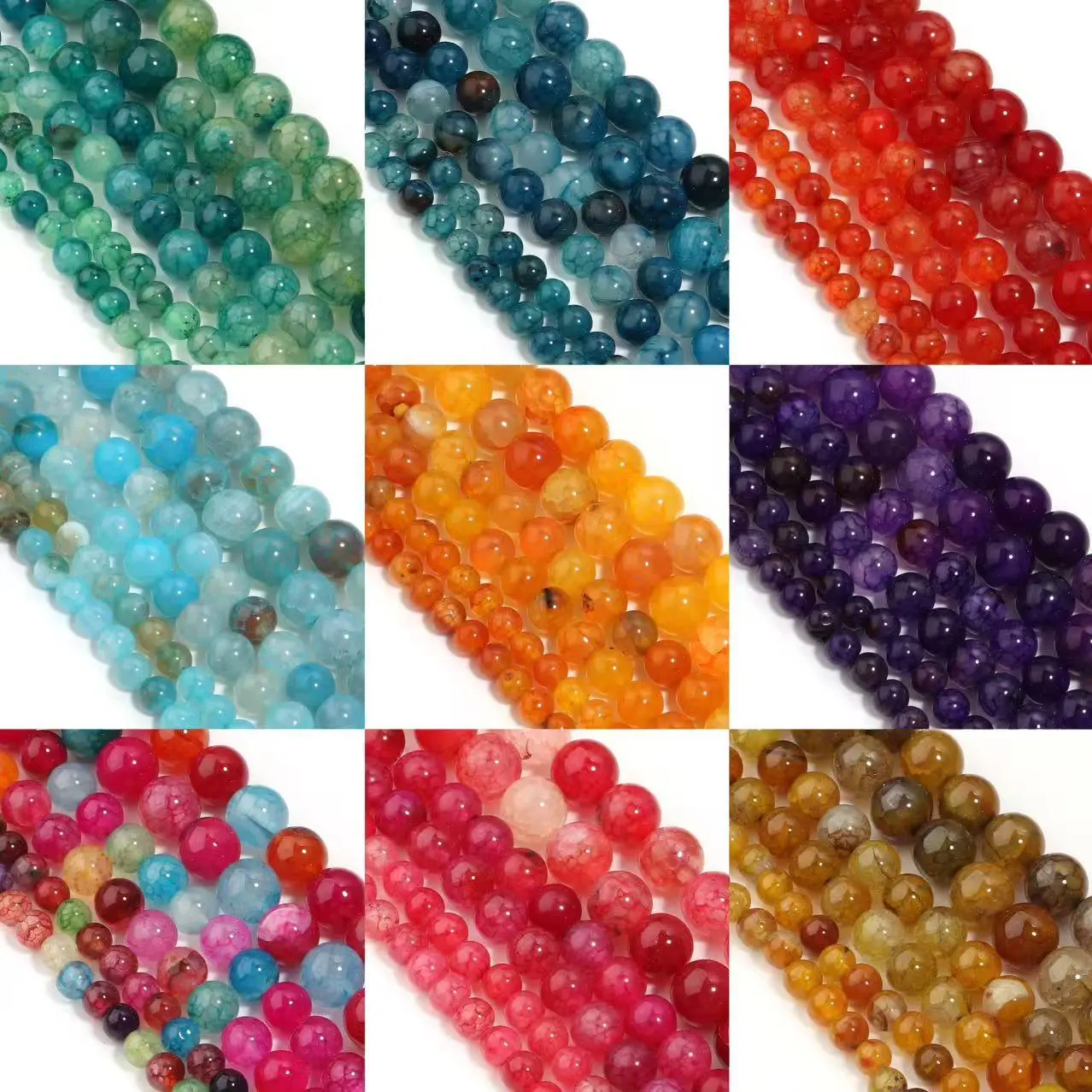 Apx 35-60pcs/Strand 6 8 10mm Dragon Agate Beads Round Natural Stone Loose Spacer Beads for Jewelry Making DIY Bracelet Necklace