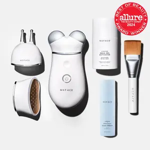 NUFACE Trinity+ Complete Microcurrent Facial Device Set, Wrinkle Reducer + Effective Lip & Eye Attachment - FDA Cleared Face Toning Device for Targeted Treatment + Microcurrent Gel Activator & Silk Creme