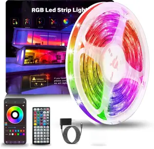Led Lights for Bedroom 50ft (1 Roll), Color Changing RGB Led Strip Lights with 60 Keys Remote and App Control, Music Sync Led Lights for Room Kitchen Party Home Decor Smart RGB Outdoor Eaves Lights