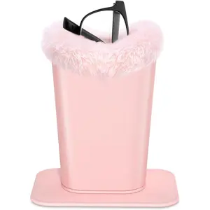 Eyeglasses Holder,Plush Lined PU Leather Pattern Stand Case with Magnetic Base,Unisex for Women Men