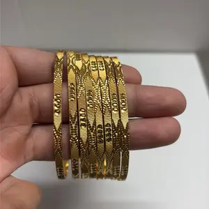 Gold Plated Bangles - 8 Piece Set Traditional Look with Modern Touch. Check Available Size