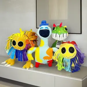 Poppy Playtime Chapter 3 Dino-Shaped Stuffed Toys Set, Sunny Day Huggy Wuggy Series Colorful Monster Dolls, Soft Fluffy Game Character Collectibles, Gift for Kids Fans