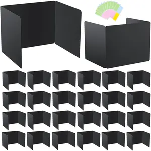 24-Pack Desk Dividers for Students, Plastic  Shields Folders for Student Desks, Sturdy & Durable Testing Dividers for Classroom, Easy to Clean Classroom  Folders School Supplies, Black