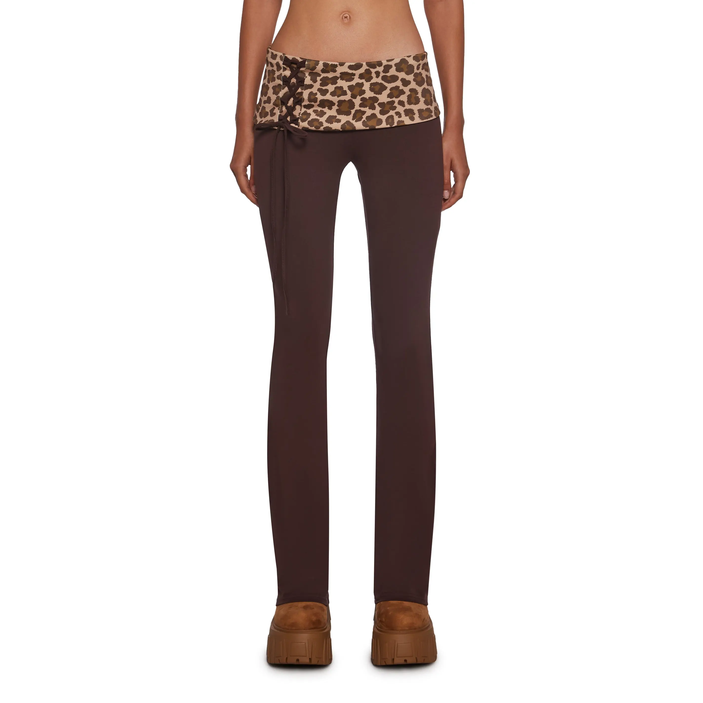 Hot Crush Knit Pants - Brown