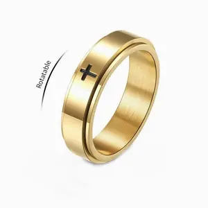 Mens Fidget Rings Anxiety Spinner Rings for Men Classic Chain Rings for Women Adults Stainless steel  Ring