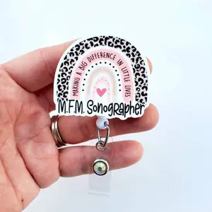 MFM Sonographer Badge Reel, Rainbow Sonography ID Holder, Sonographer Grad Gift 6K9