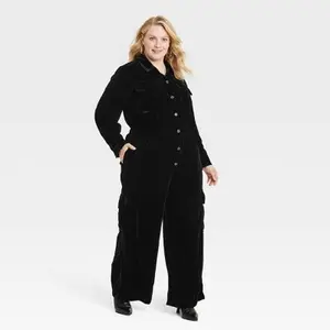 Women's Long Sleeve Velvet Cargo Jumpsuit - Universal Thread