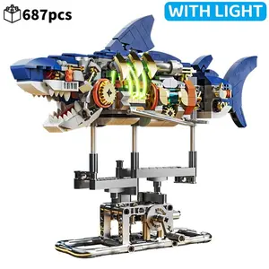 Shark Design Building Blocks Toy, 687pcs/set Creative Toy, DIY Building Blocks Set, Creative Blocks Building Toy, Building Sets