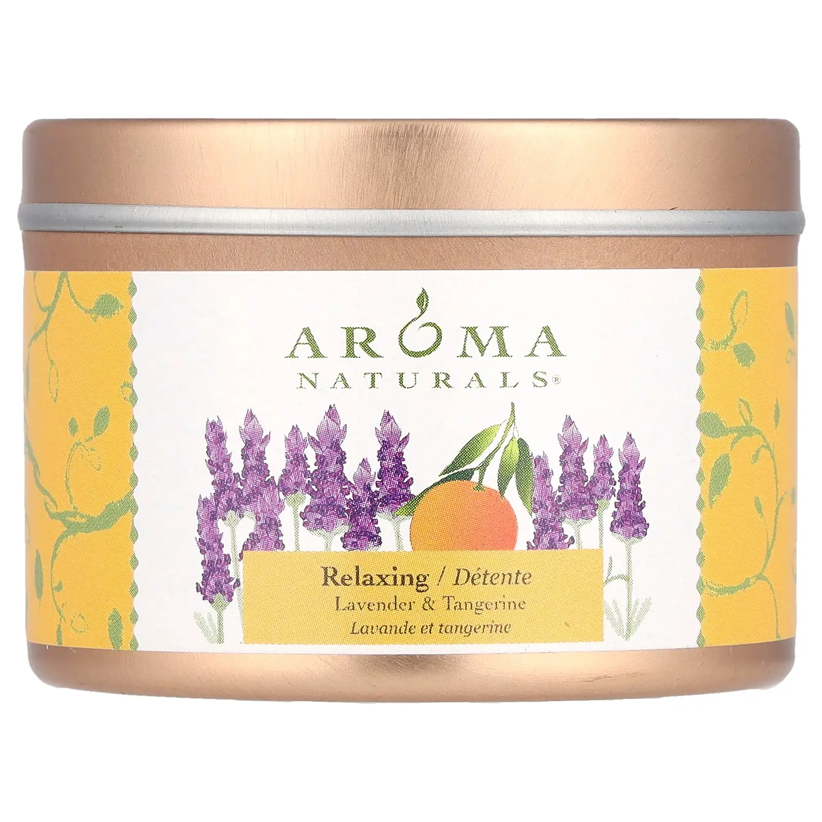 Aroma Naturals Soy VegePure®, Travel Tin Candle, Relaxing, Lavender & Tangerine, 2.8 oz (79.38 g)