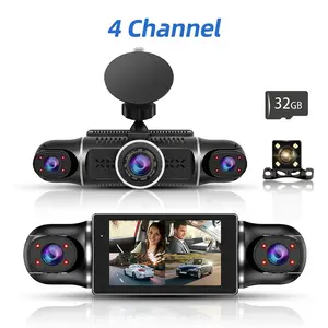 360° Panoramic 4 Lens Car Dash Camera, Full FHD 1080P Front Left Right Rear Recording, 8 IR LED Super Night Vision, Built-in WiFi Phone APP, G-Sensor Crash Lock, 24/7 Parking Monitoring, Automatic Loop Recording