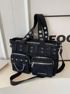 Women's Fashionable All-match Punk Style Tote Bag with Multi-pocket Design, Casual Versatile Zipper Design, Large Capacity Shoulder Tote Bag, crossbody tote bag, Valentine's Gifts for Her, Trendy Crossbody Bag, Fashionable Bags