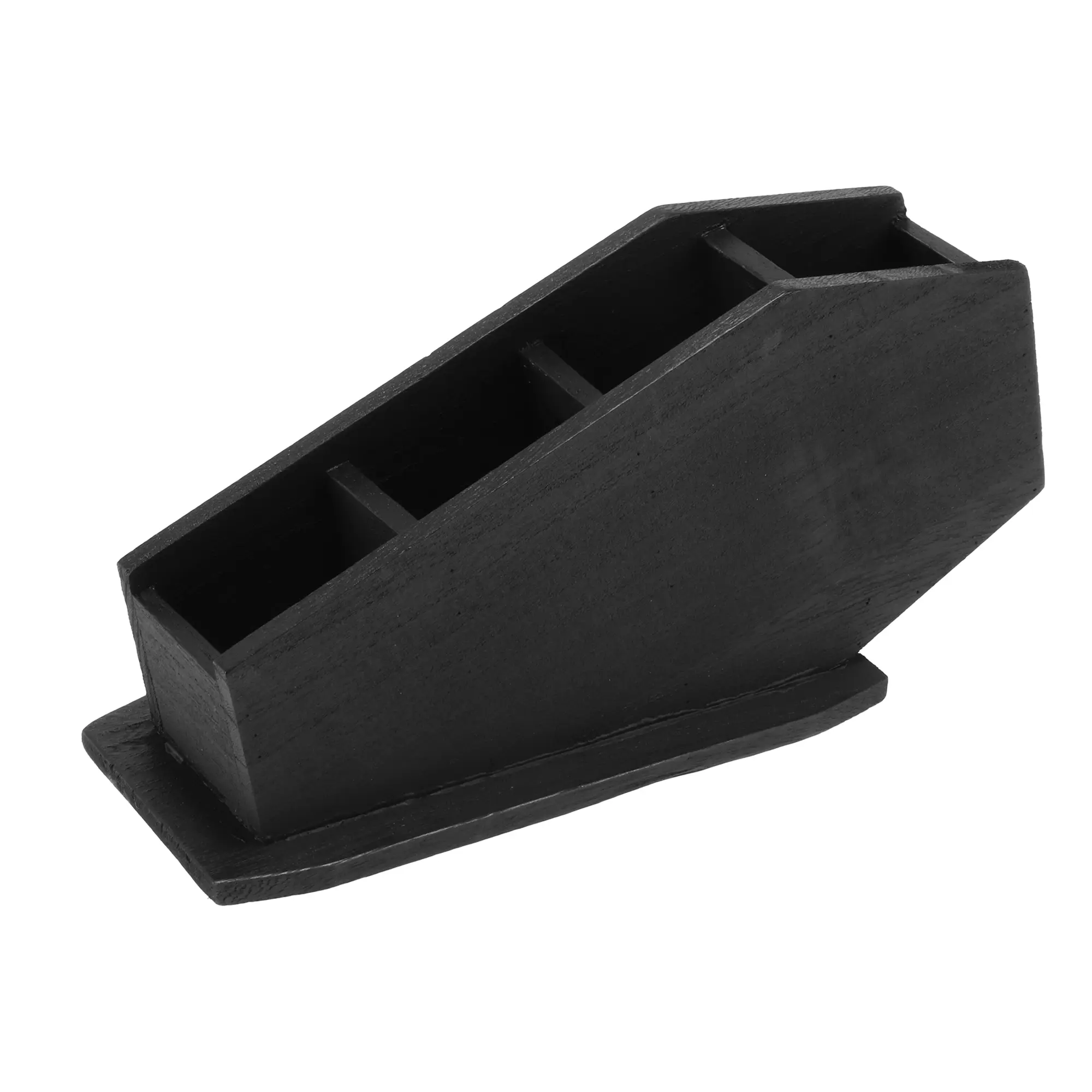 VOCOSTE Coffin Makeup Brush Holder, Gothic Cosmetic Pencil Brushes Lipstick Display 4 Grids Decor Organizer, Black