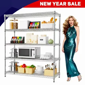 2000/1600/1000 Lbs 5/4/3 Tier Storage Shelving Steel Heavy Duty Multi-Tier Utility Shelving Unit Steel Organizer Wire Rack For Home, Kitchen, Office, Garage Standing Baker'S Racks, Color: Chrome Size: 5-Tier 13.7" D x 23.6" W x 62.4" H