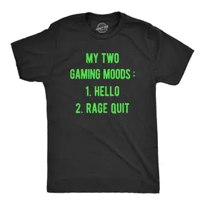 Mens My Two Gaming Moods T Shirt Funny Video Gamer Anger Joke Tee for Guys Mens Funny T Shirts Cool Vintage Fashion T-Shirt Gift Classic Menswear Sarcastic Apparel for Men Funny Gamer Short Sleeve Novelty Tees Black -