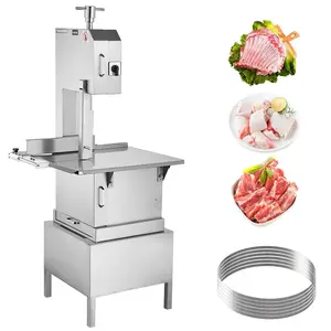 【Summervibes】VEVOR Commercial Electric Meat Bandsaw,  2200W Stainless Steel Vertical Bone Sawing Machine, Workbeach 24.4" x 20.5", 0.16-8.7 Inch Cutting Thickness, Frozen Meat Cutter with 6 Blades for Rib Pork Beef