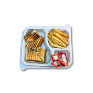 Harshu Cornstarch Plates with Lids - 3 Compartment, 10 Pack